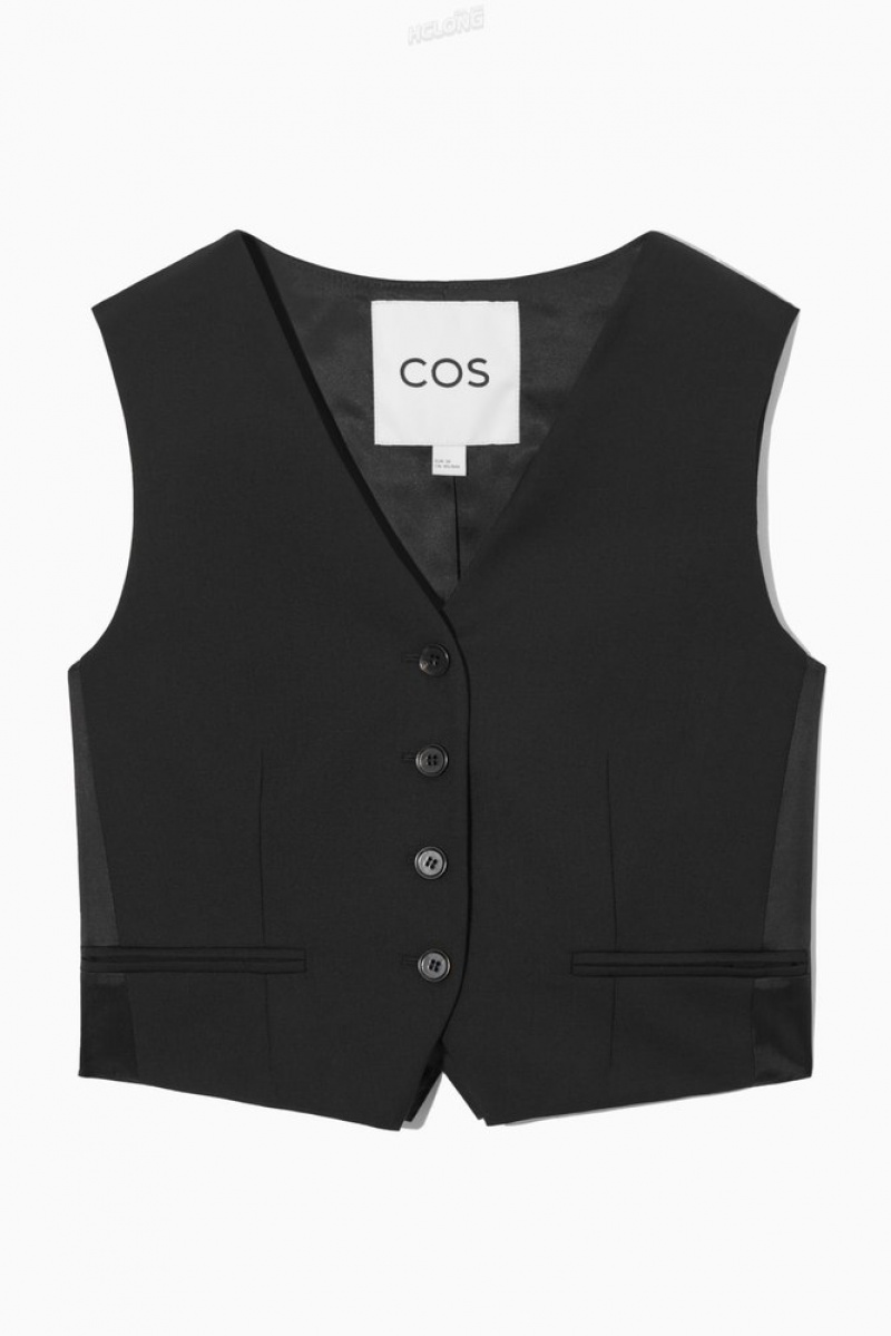 COS Belted Laine Vest Noir | 215490-JKV