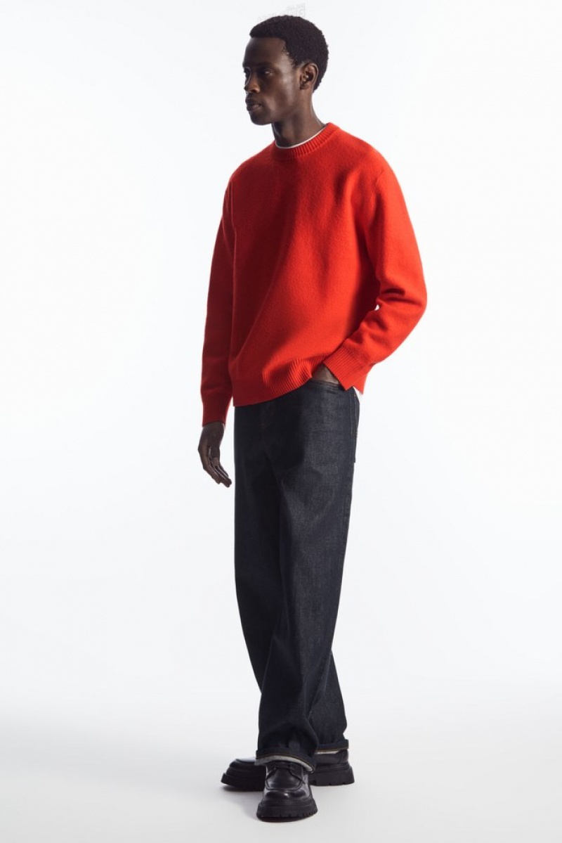 COS Boiled-Laine Crew-Neck Jumper Bleu Marine | 167890-WJC