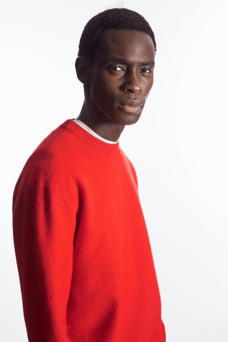 COS Boiled-Laine Crew-Neck Jumper Bleu Marine | 167890-WJC