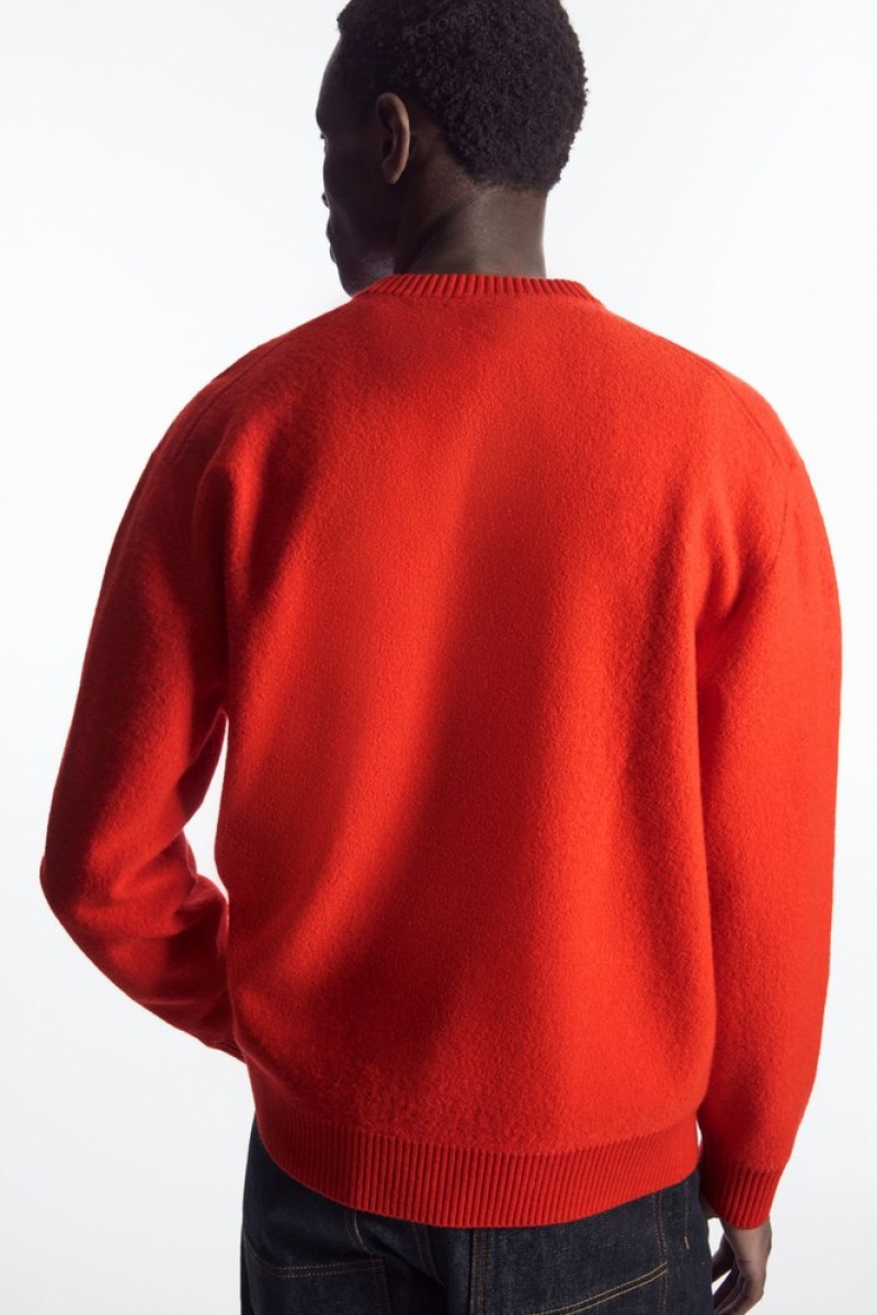 COS Boiled-Laine Crew-Neck Jumper Bleu Marine | 167890-WJC