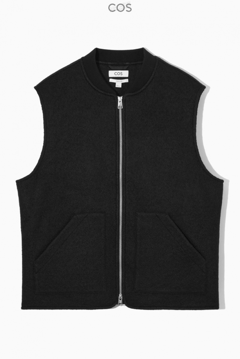 COS Boiled-Laine Gilet Noir | 132549-IGA