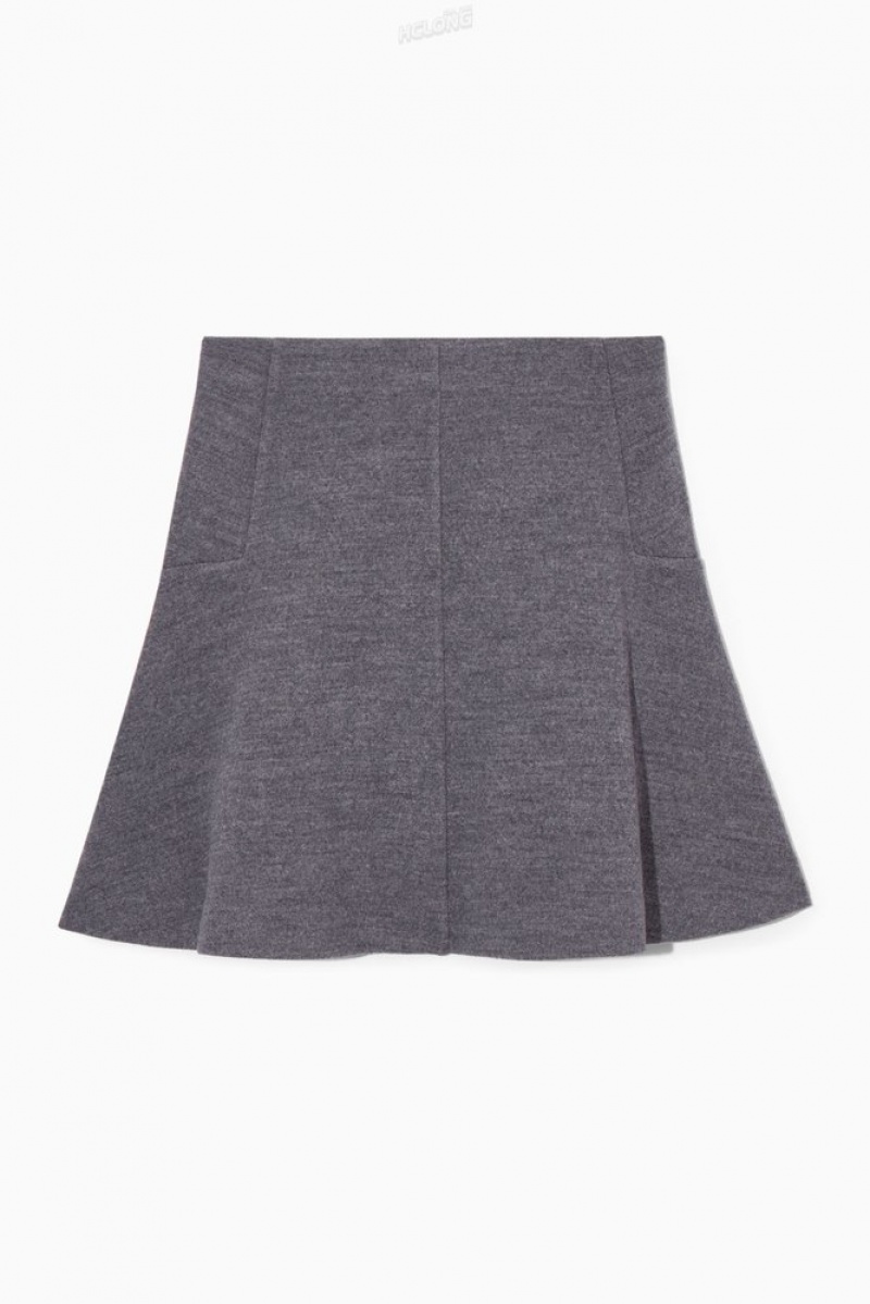 COS Boiled-Laine Mini Skirt Grise | 348970-CER