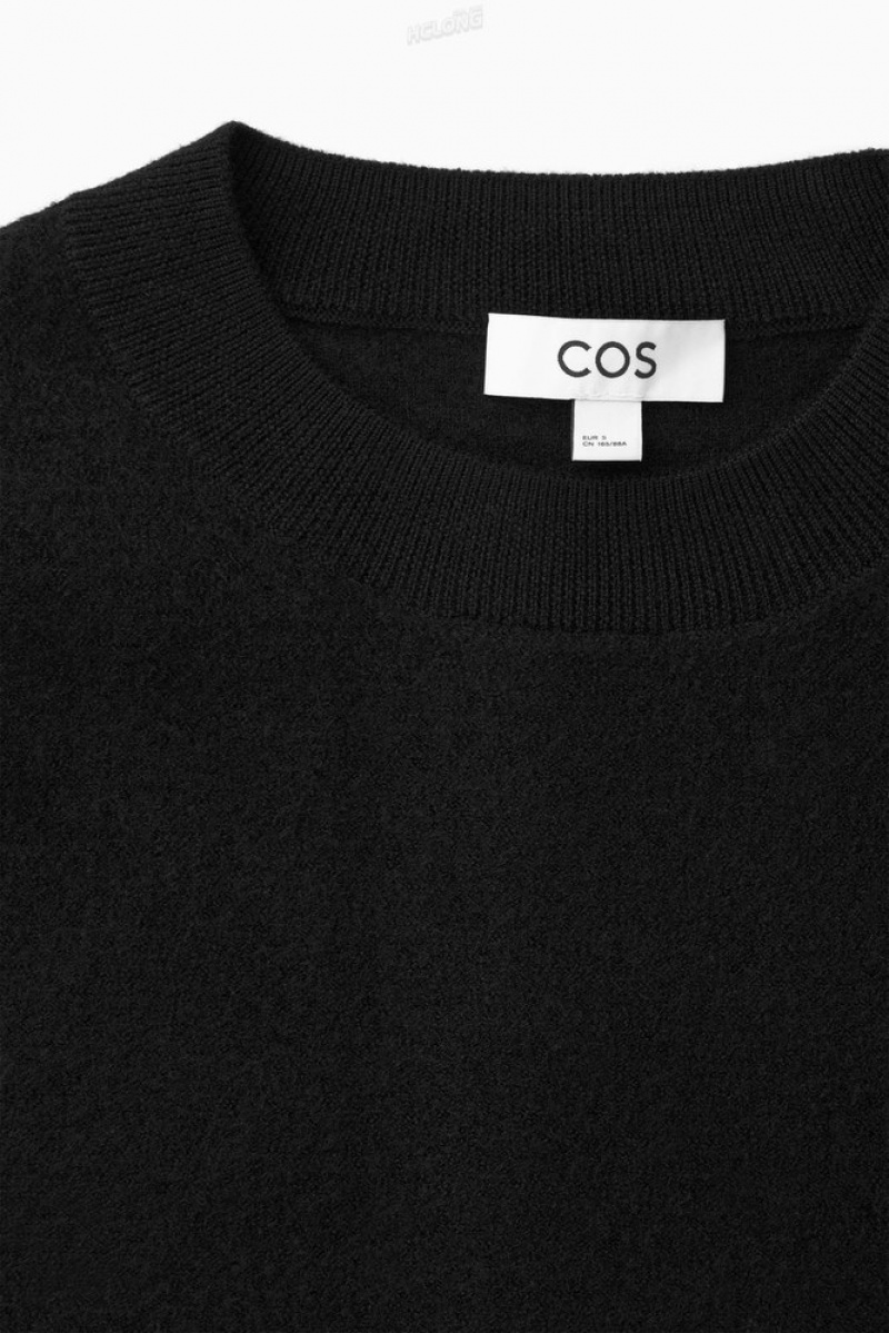 COS Boiled Merino Laine Jumper Bleu Marine Foncé | 968457-NAV