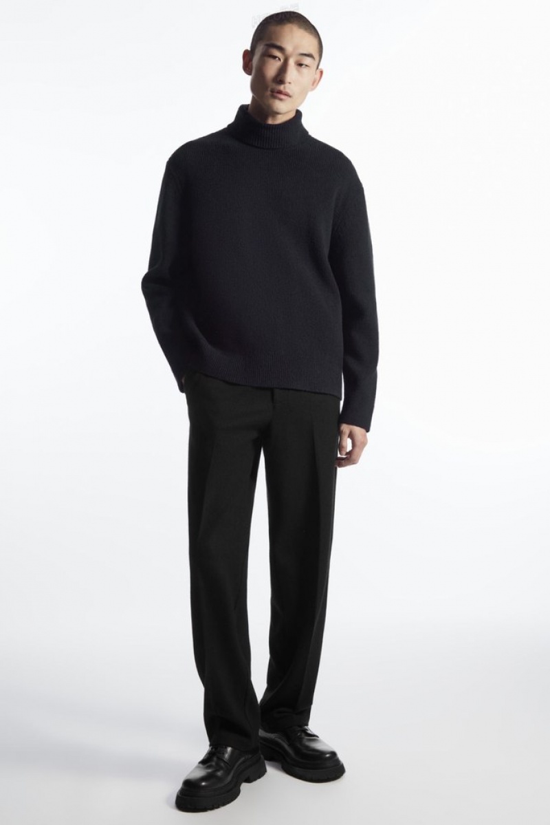 COS Bouclé-Knit Roll-Neck Jumper Stone | 318546-CGY