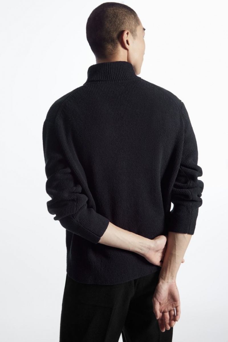 COS Bouclé-Knit Roll-Neck Jumper Stone | 318546-CGY