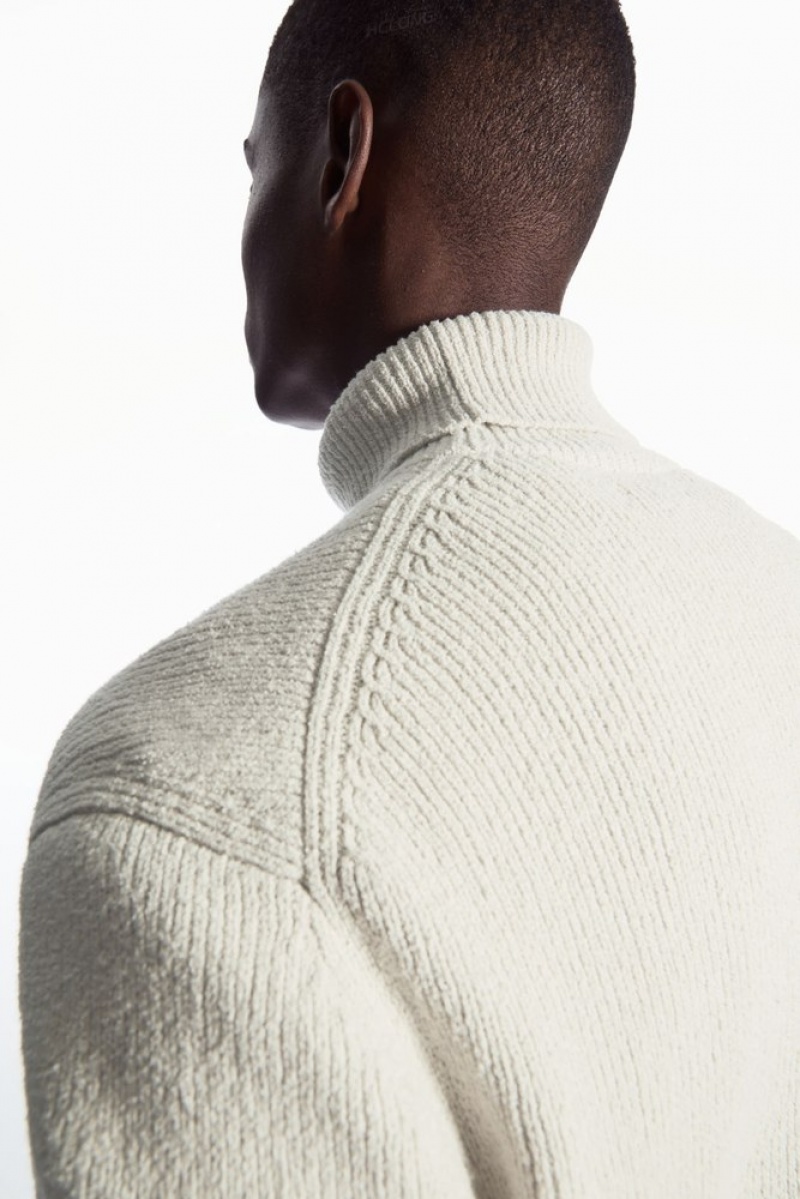 COS Bouclé-Knit Roll-Neck Jumper Stone | 786412-AIV