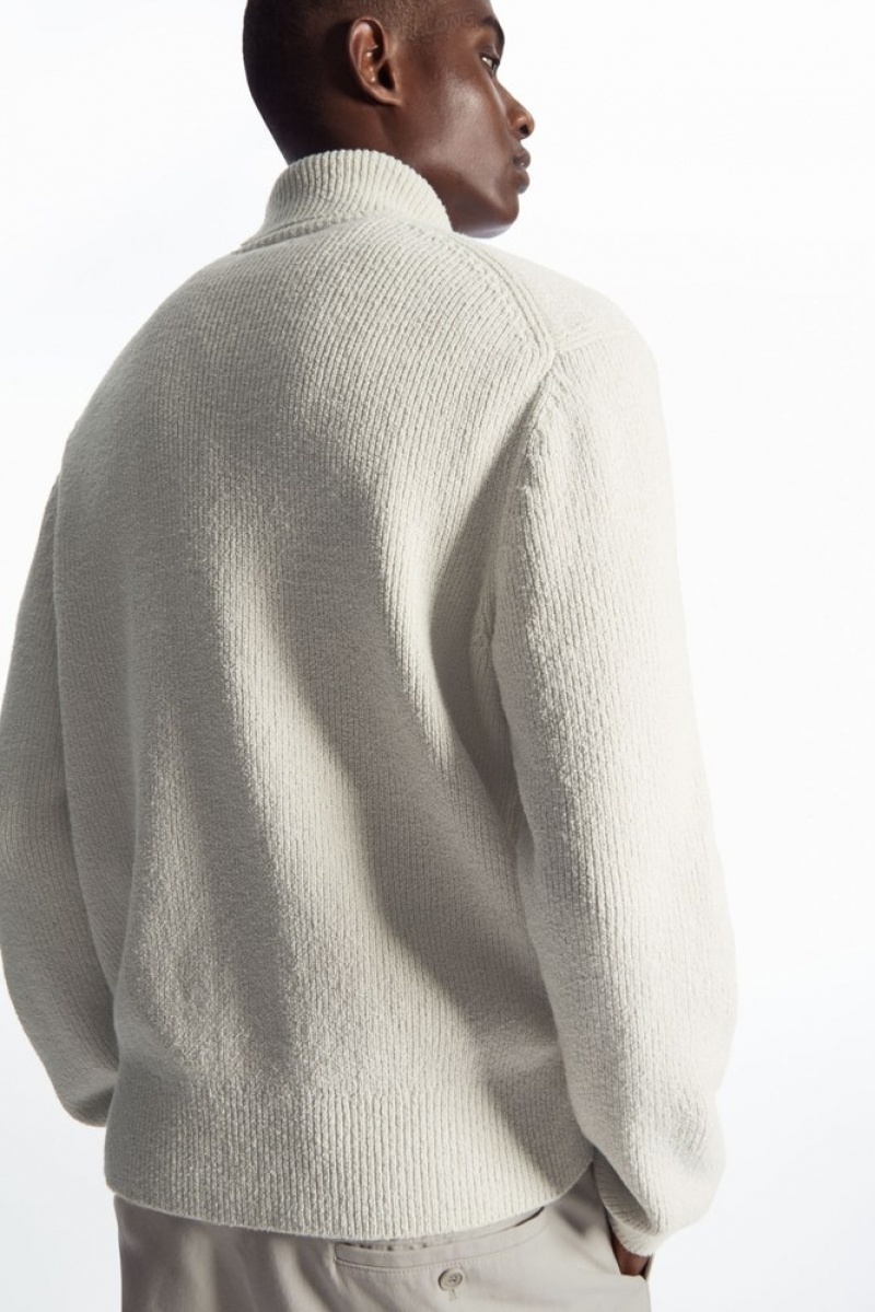 COS Bouclé-Knit Roll-Neck Jumper Stone | 786412-AIV