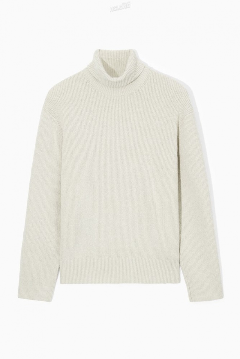 COS Bouclé-Knit Roll-Neck Jumper Stone | 786412-AIV