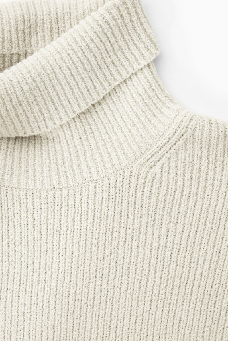 COS Bouclé-Knit Roll-Neck Jumper Stone | 786412-AIV