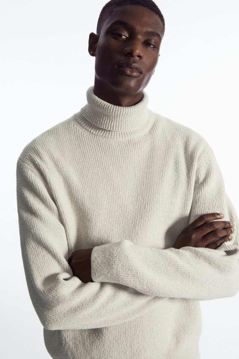 COS Bouclé-Knit Roll-Neck Jumper Stone | 786412-AIV