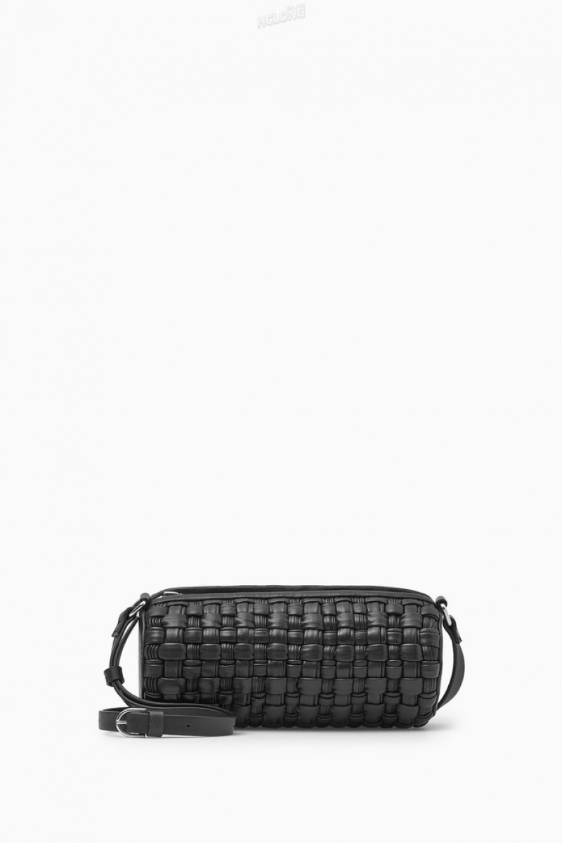 COS Braided Barrel Shoulder Bag - Cuir Noir | 759268-KIT