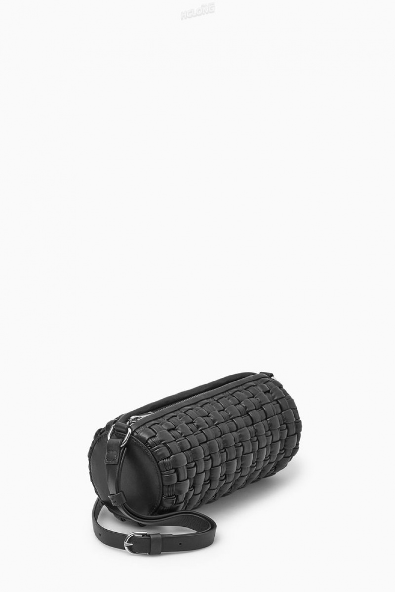 COS Braided Barrel Shoulder Bag - Cuir Noir | 759268-KIT