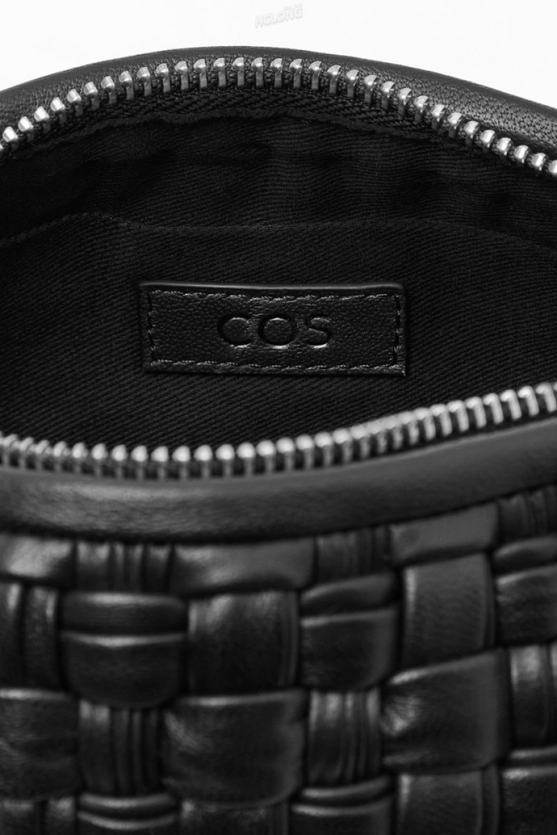 COS Braided Barrel Shoulder Bag - Cuir Noir | 759268-KIT