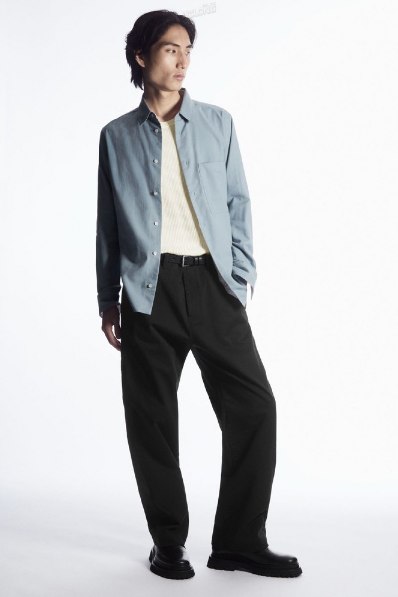 COS Brushed-Coton Shirt Stone | 168372-XOD