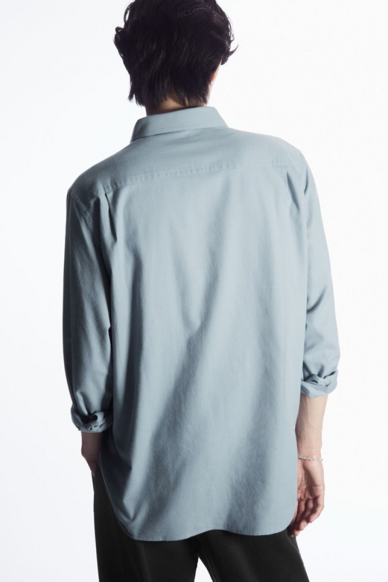 COS Brushed-Coton Shirt Stone | 168372-XOD