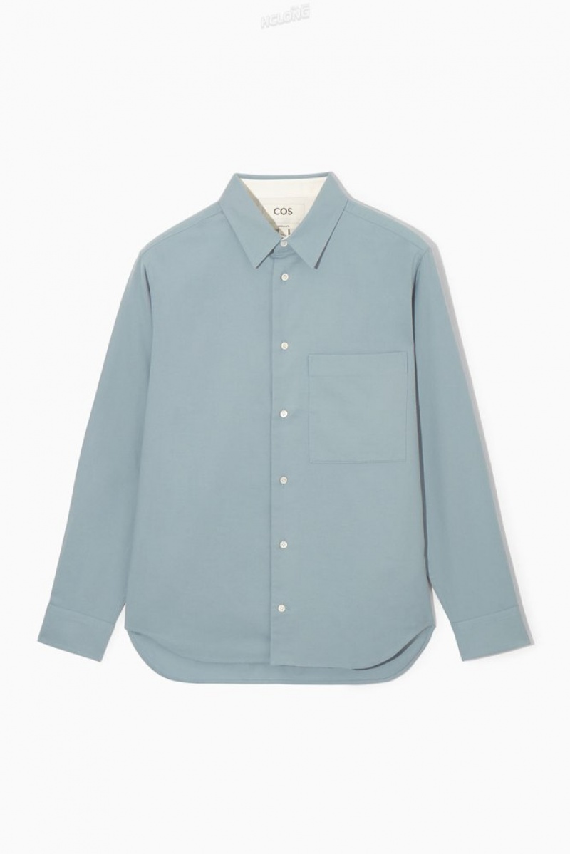 COS Brushed-Coton Shirt Stone | 168372-XOD