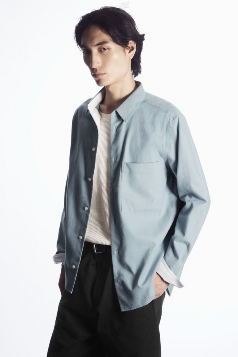 COS Brushed-Coton Shirt Stone | 168372-XOD