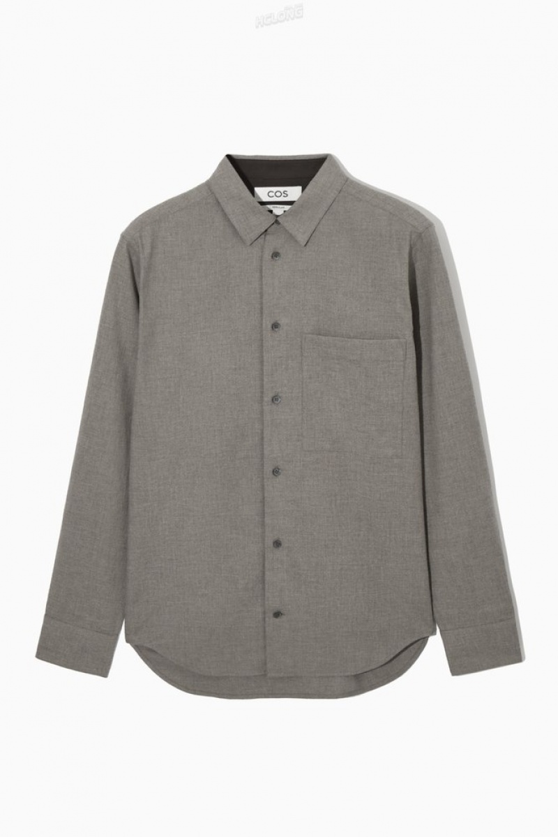 COS Brushed-Coton Shirt Stone | 308157-BVE