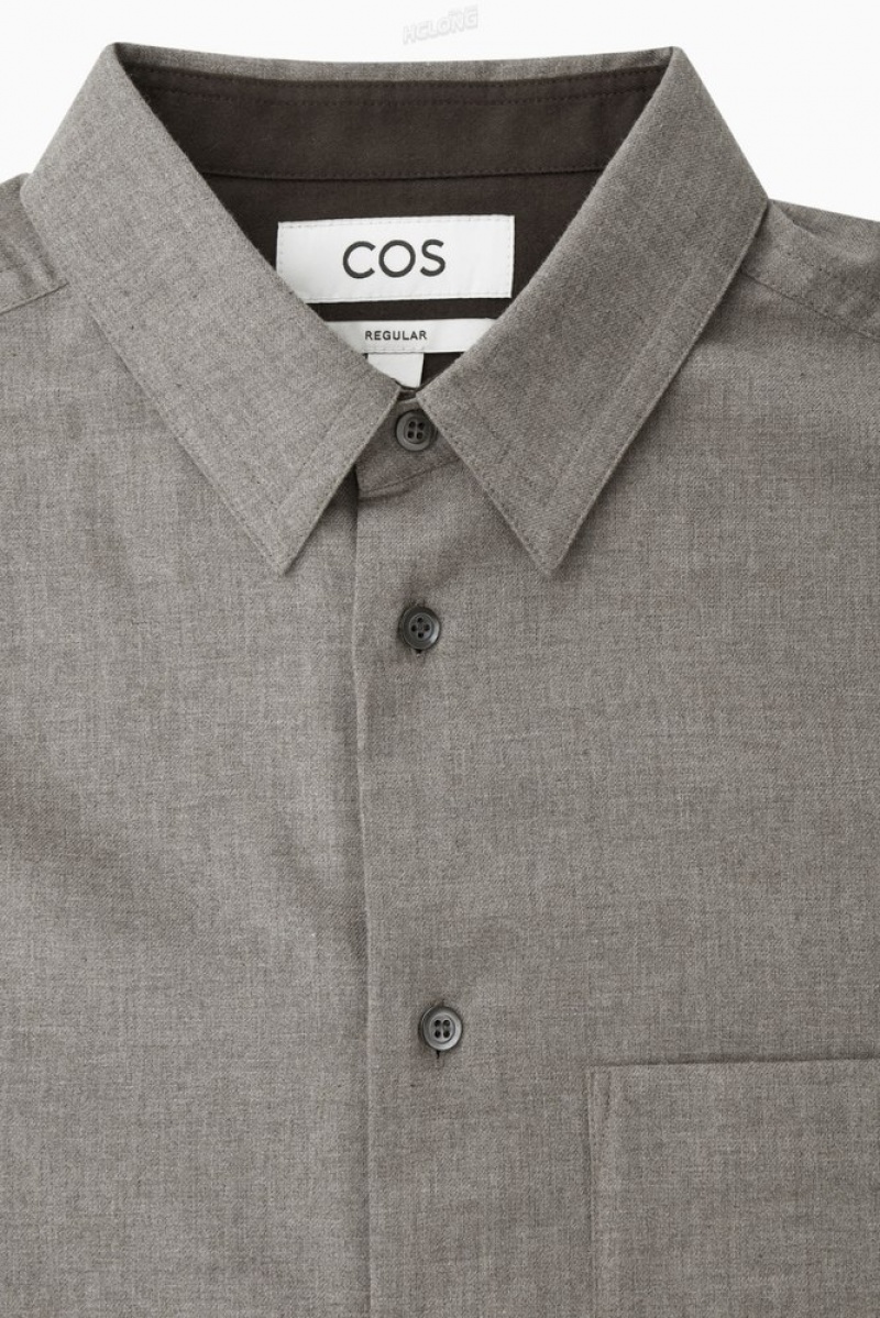 COS Brushed-Coton Shirt Stone | 308157-BVE