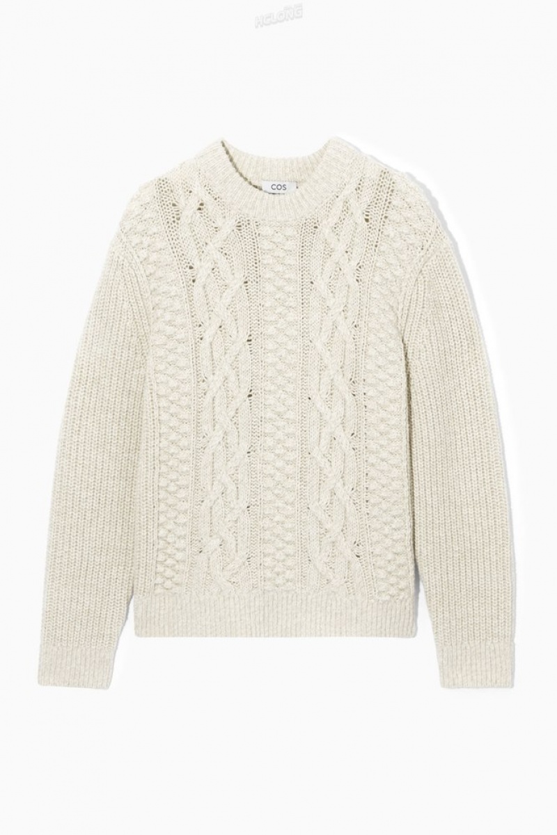 COS Cable-Knit Laine Jumper Vert Foncé | 741325-XPI