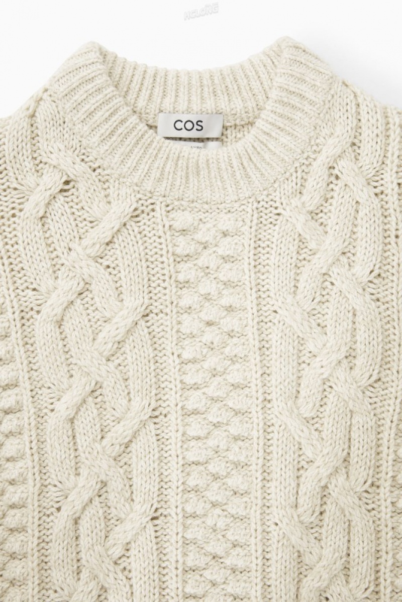 COS Cable-Knit Laine Jumper Vert Foncé | 741325-XPI