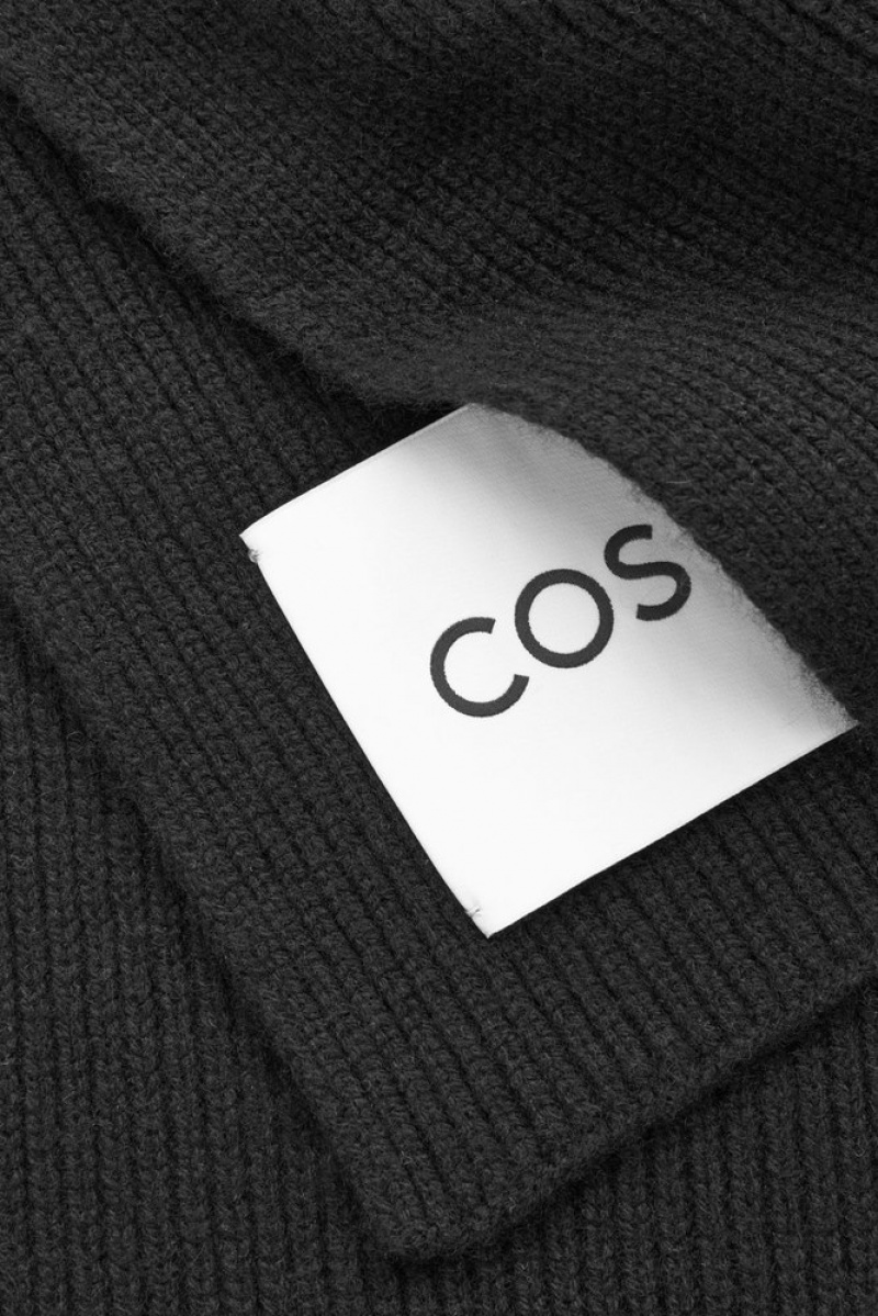 COS Cashmere-Blend Scarf Noir | 340912-LZN