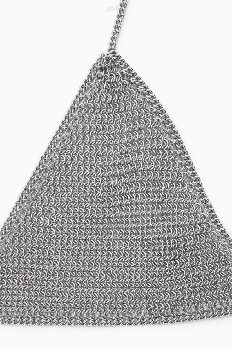 COS Chainmail Triangle Bra Argent | 092348-SVM