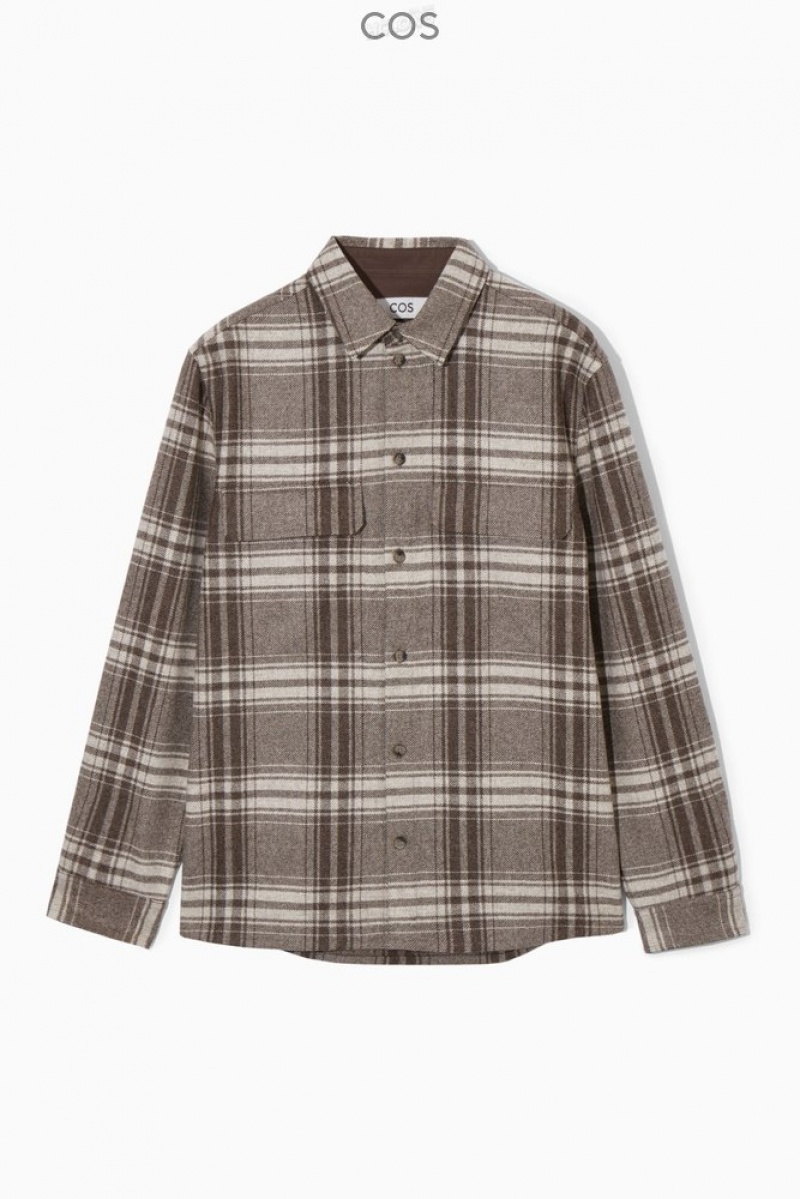 COS Checked Laine-Flannel Overshirt Marron Blanche | 178652-ODV