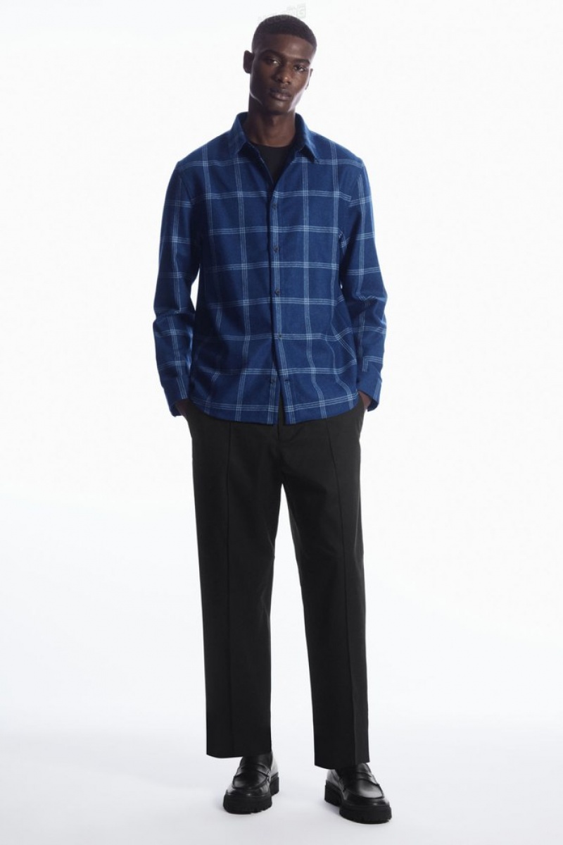 COS Checked Laine Shirt Bleu | 509761-SJM