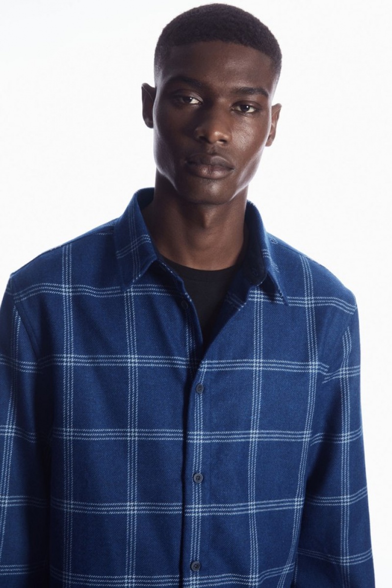 COS Checked Laine Shirt Bleu | 509761-SJM