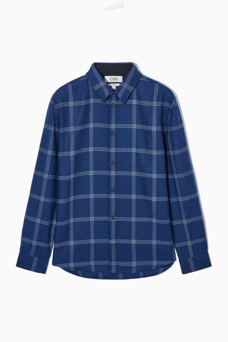 COS Checked Laine Shirt Bleu | 509761-SJM