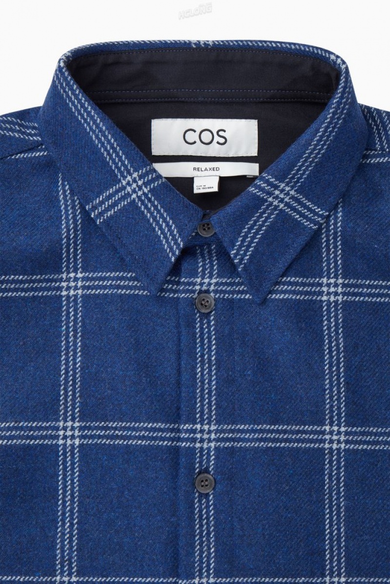 COS Checked Laine Shirt Bleu | 509761-SJM