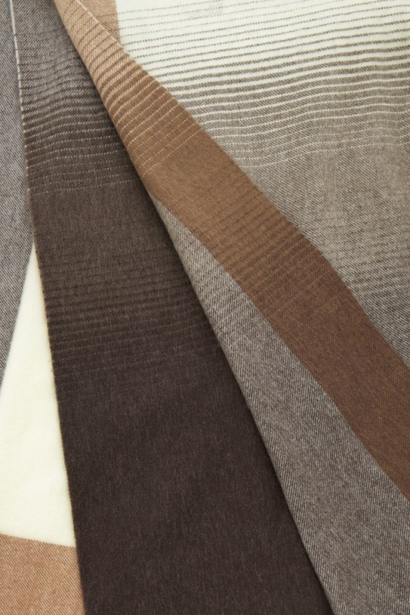 COS Checked Lambswool And Cashmere Blanket Marron | 289764-EJF