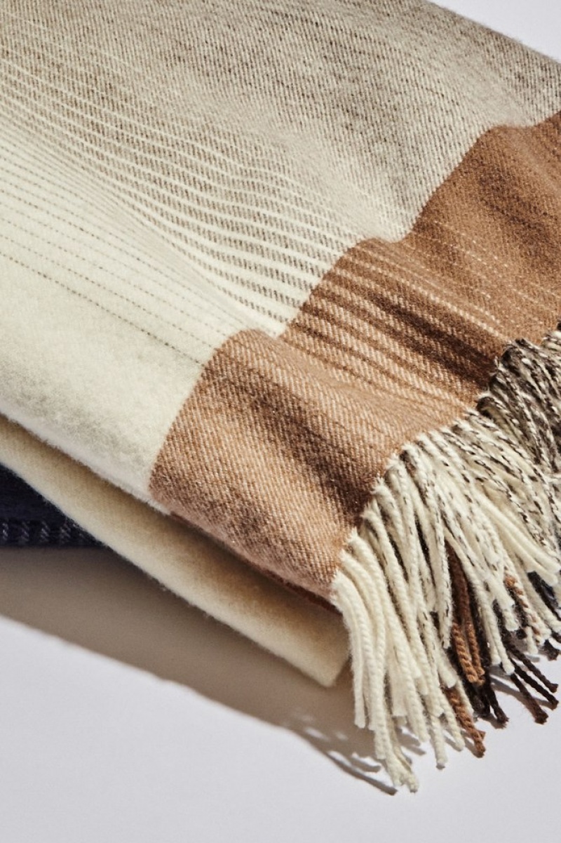 COS Checked Lambswool And Cashmere Blanket Marron | 289764-EJF