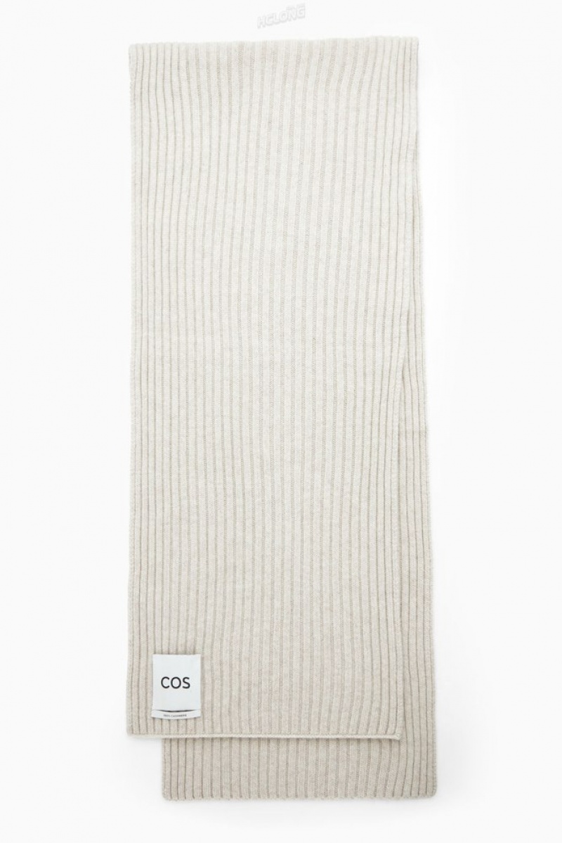 COS Chunky Nervuré Pure Cashmere Scarf Off-White | 975082-YOD