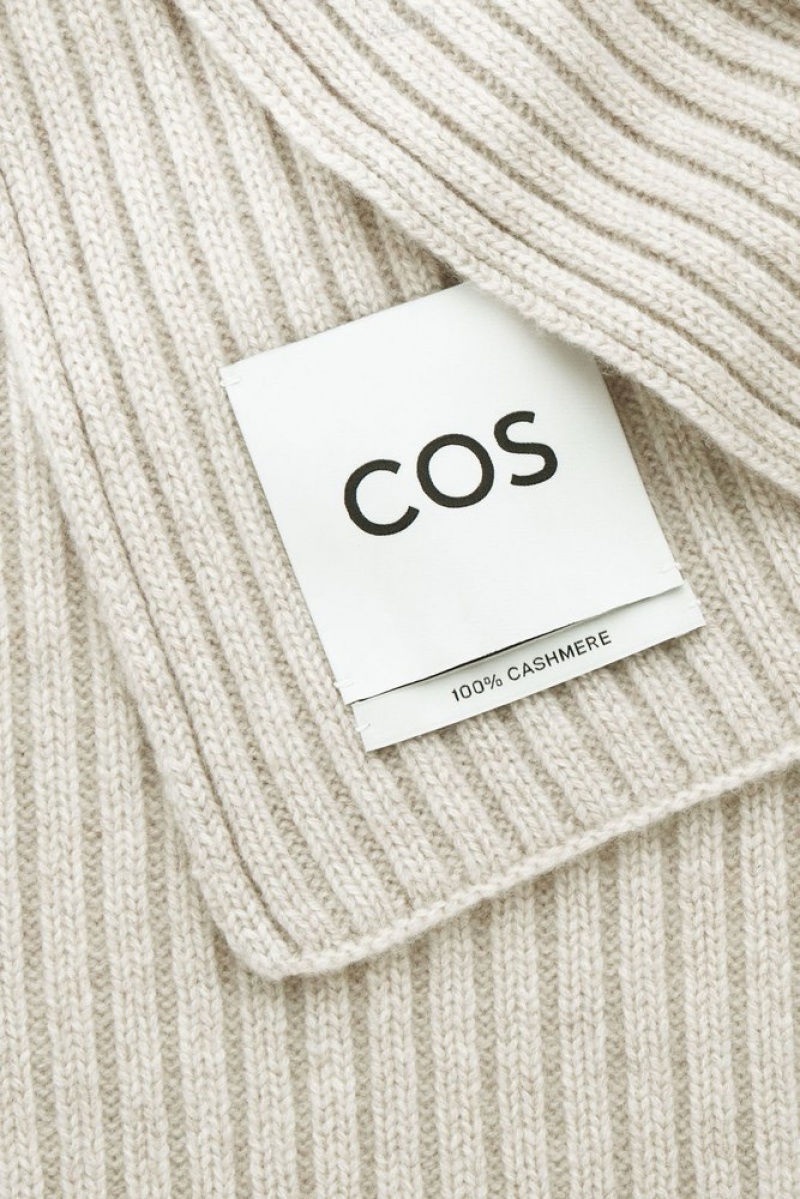 COS Chunky Nervuré Pure Cashmere Scarf Off-White | 975082-YOD