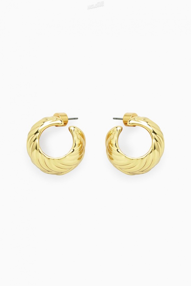 COS Chunky Plait Hoop Earrings Doré | 403169-BZF