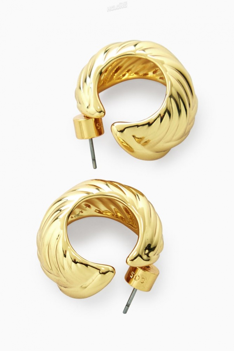 COS Chunky Plait Hoop Earrings Doré | 403169-BZF