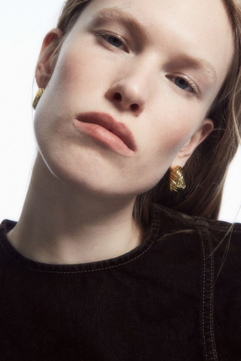 COS Chunky Plait Hoop Earrings Doré | 403169-BZF