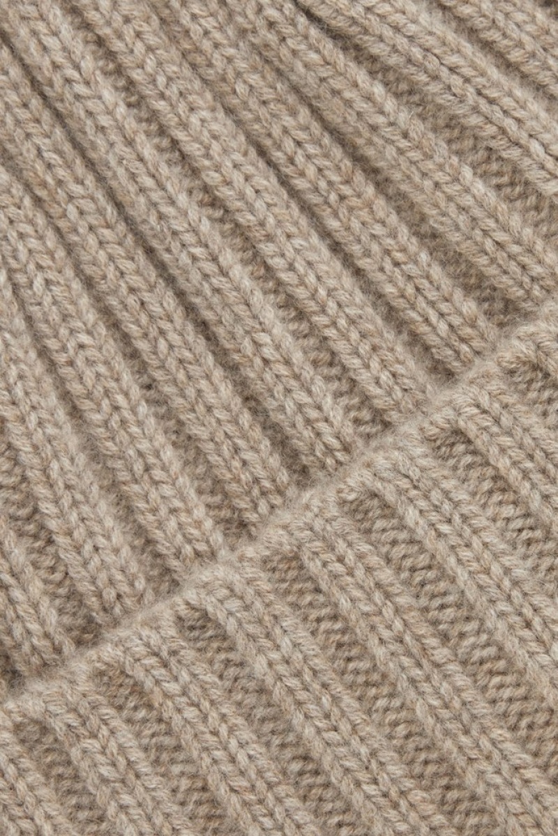 COS Chunky Pure Cashmere Beanie Beige | 012386-JIZ