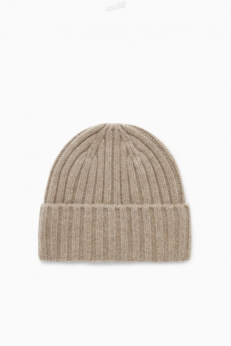 COS Chunky Pure Cashmere Beanie Beige | 012386-JIZ