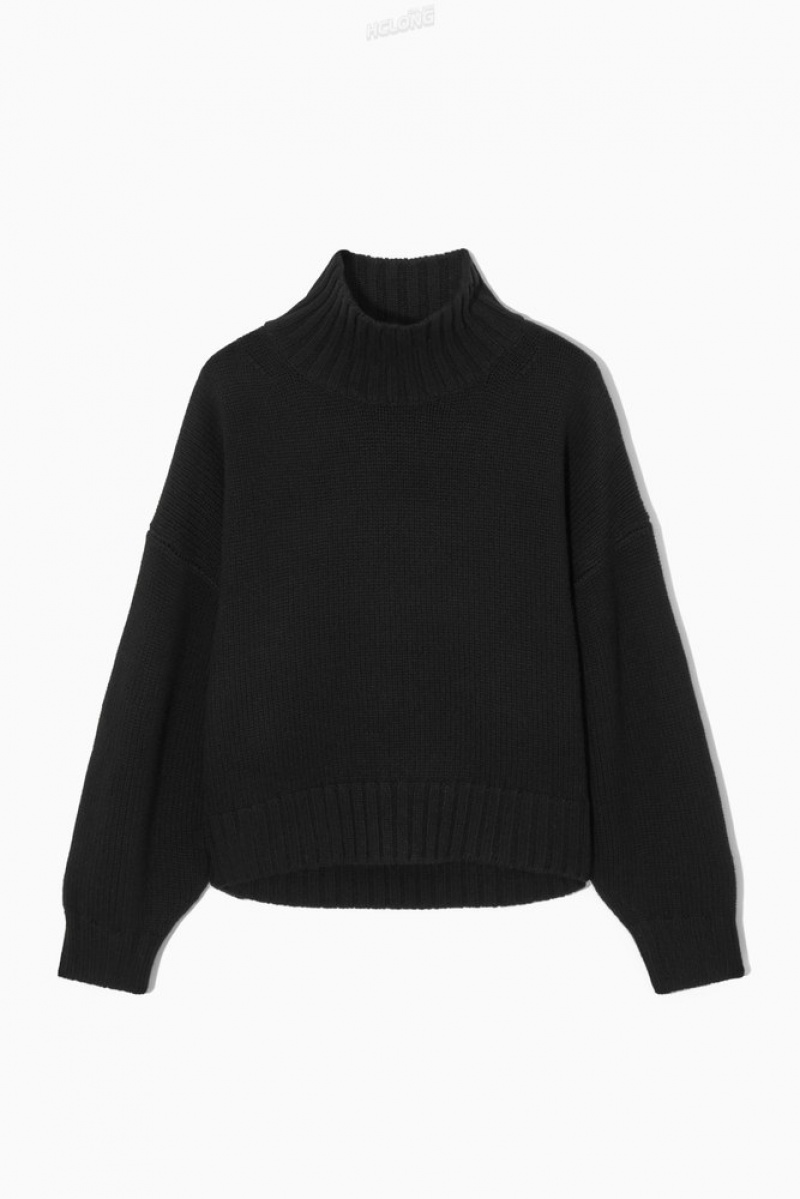 COS Chunky Pure Cashmere Turtleneck Pull Noir | 753069-BPI