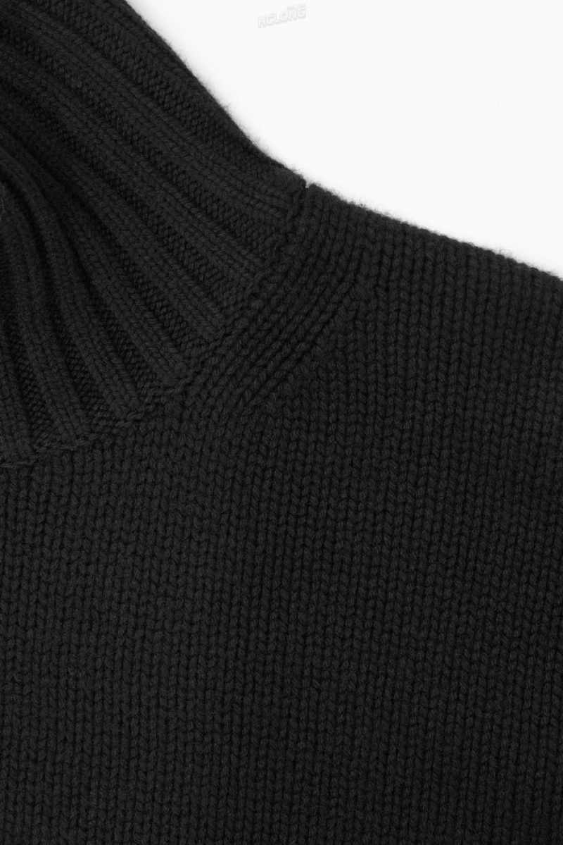 COS Chunky Pure Cashmere Turtleneck Pull Noir | 753069-BPI