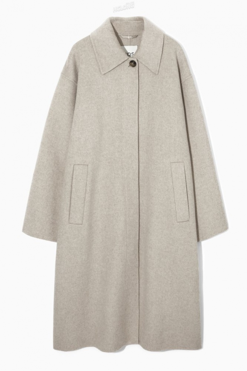 COS Collared Double-Faced Laine Coat Beige Clair | 392847-NVA