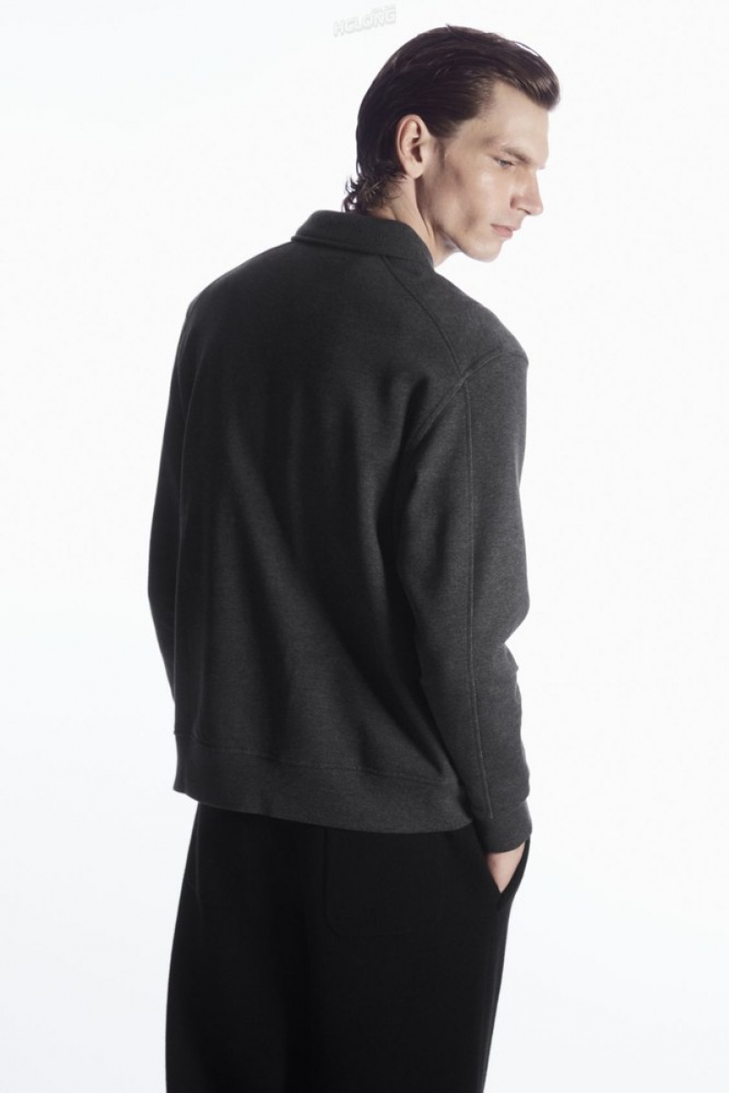 COS Collared Half-Zip Sweatshirt Grise | 893207-CYL