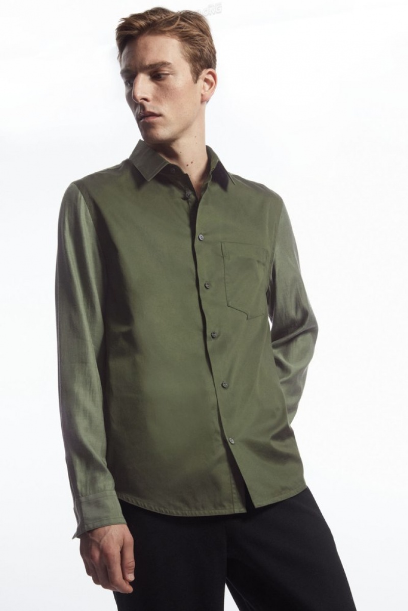 COS Color-Block Tailored Shirt - Relaxed Bleu Clair | 205374-GIC