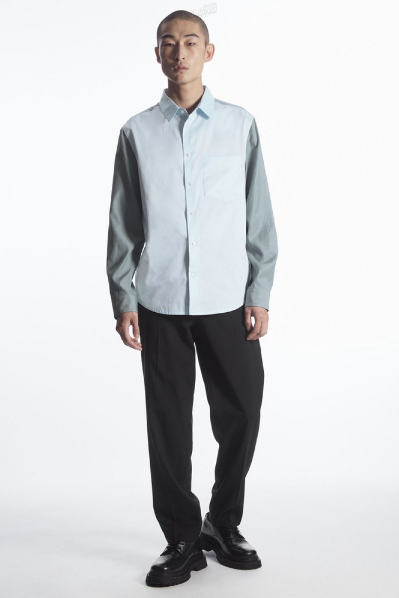 COS Colour-Block Tailored Shirt - Relaxed Bleu Clair | 673852-CTB