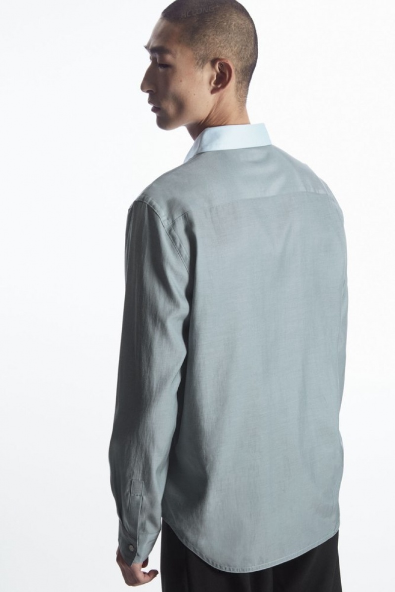 COS Colour-Block Tailored Shirt - Relaxed Bleu Clair | 673852-CTB