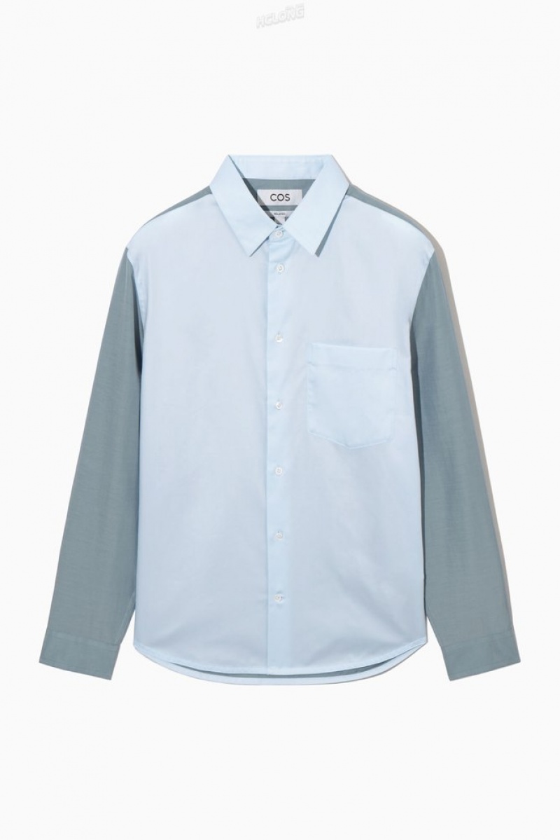 COS Colour-Block Tailored Shirt - Relaxed Bleu Clair | 673852-CTB