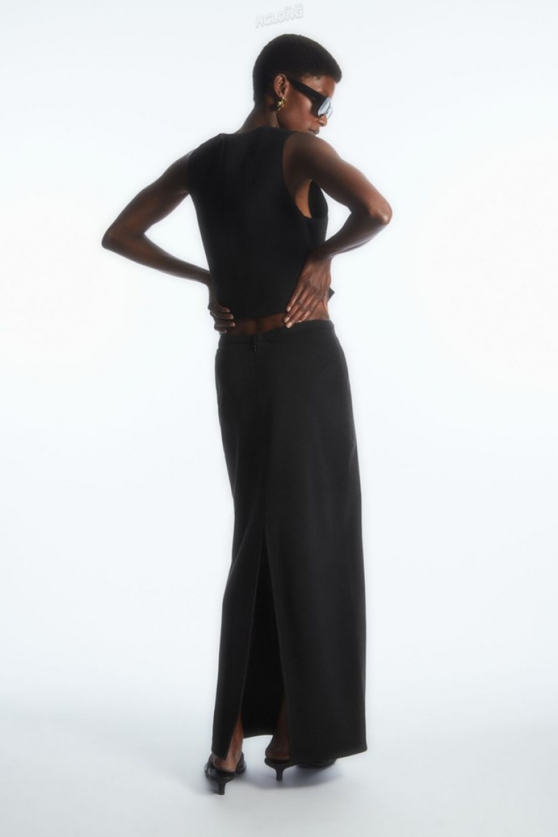 COS Column Maxi Skirt Noir | 157369-KYA